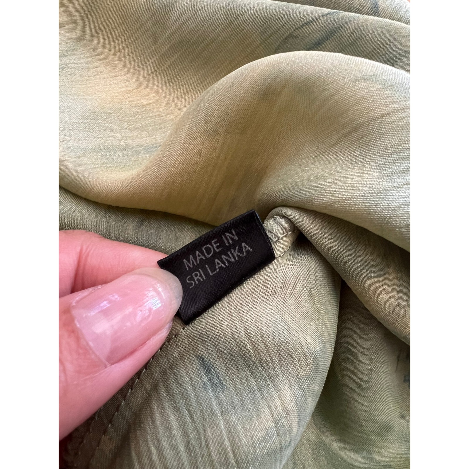 Podur Satin Bell Sleeve Green Tie Dye Maxi Dress Mock Neck Modest Size 12 — image 4 of 8